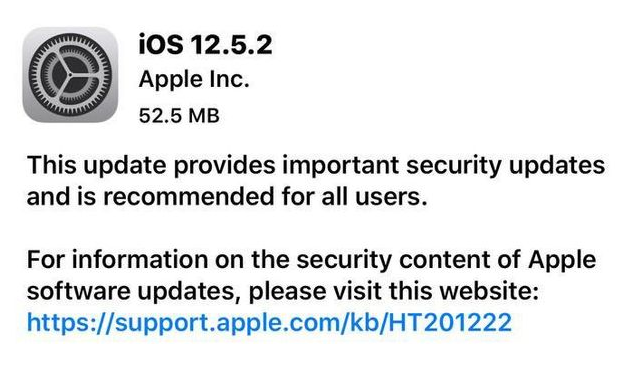 镇雄苹果手机维修分享iOS12.5.2发布，建议所有老苹果用户安装 